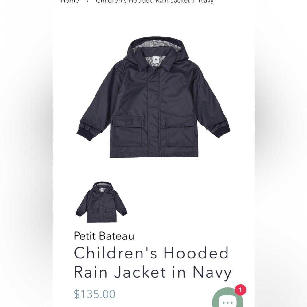 Petit Bateau Navy Raincoat size 12m